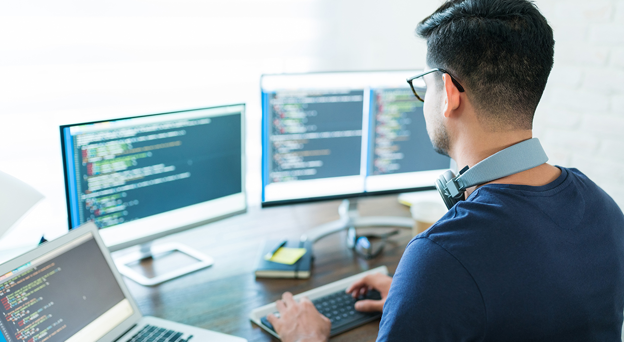 Worker at computer
